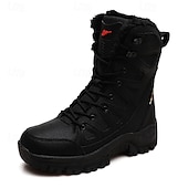 baratos Botas de combate-botas táticas de inverno masculinas – botas de neve quentes, forradas com pele sintética, impermeáveis, de cano alto e com sola antiderrapante, ideais para caminhadas ao ar livre e clima frio