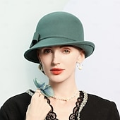 baratos Chapéu de Festa-chapéus 100% lã chapéu coco / cloche chapéu balde chapéu fedora chá de casamento elegante casamento com laço cor pura chapéu chapéu