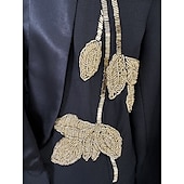 abordables Costumes-pantalons pour maman-Tuxedo noir et blanc Tuxedo deux pièces Mère de la mariée pantalon blazer costumes vintage formel mariage manches longues col haut avec paillettes et franges