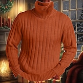 cheap Men&#039;s Pullover Sweater-Men&#039;s Turtleneck Sweater Pullover Sweater Jumper Knit Sweater Mens Turtle Neck Jumper Ribbed Knit Regular Knitted Pit Plain Roll Neck Keep Warm Modern Contemporary Daily Wear Going out Clothing