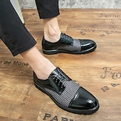 abordables Semi-formel-chaussures oxford pied-de-poule pour hommes - lacets en similicuir marron avec détails brogue et semelle robuste pour une tenue décontractée et formelle
