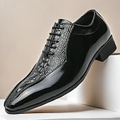 baratos Formal-sapatos oxford masculinos bronze metálico com padrão de crocodilo e detalhes perfurados - calçados formais elegantes para casamentos, festas e eventos empresariais