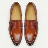 abordables Mocassins en cuir de qualité supérieure-mocassins classiques en cuir marron pour hommes – chaussures habillées à enfiler en cuir de vachette de qualité supérieure pour les occasions professionnelles et formelles