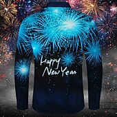 abordables Chemises imprimées pour hommes-Nouvel an Homme Lettre et chiffre Chemise manche longue Décontractées Soirée du quotidien Printemps Automne Hiver Col rabattu Poche Rouge Bleu Violet Vert