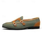 cheap Semi-Formal-Men&#039;s Loafers &amp; Slip-Ons Penny Loafers Suede Nylon Comfortable Slip Resistant Loafer Buckle White Green Color Block