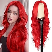 economico Parrucche trendy sintetiche-parrucca lunga parrucche ondulate per donne parte centrale parrucche ricce parrucca sintetica riccia naturale parrucche cosplay in fibra resistente al calore per uso quotidiano alle feste