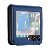 Недорогие Чехлы для Samsung-телефон Кейс для Назначение SSamsung Galaxy Z-флип 6 Z Flip 5 Z Flip 4 Z Flip 3 Откидная крышка Защита от удара Ретро ПК Кожа PU