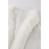 economico Coprispalle in pelliccia-scialle in pelliccia sintetica per donna con collo sciarpa avvolgente mantello da sera in pelliccia sintetica per cappotto invernale
