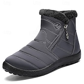cheap Winter &amp; Snow Boots-Men&#039;s Gray Winter Boots with Zipper Closure, Warm Fleece Lining, and Waterproof Design – Ideal for Outdoor Activities in Cold Weather