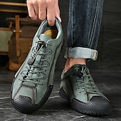 abordables Baskets-baskets décontractées en similicuir marron pour hommes avec lacets élastiques réglables - semelle antidérapante durable, coupe confortable pour un usage quotidien