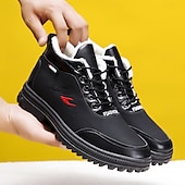 baratos Inverno e botas de neve-Botas masculinas de inverno à prova d&#039;água com cadarço e forro de pele sintética, calçados externos isolados para caminhadas em clima frio e uso casual