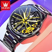 Недорогие Кварцевые часы-Часы OLEVS Men Quartz - креативные модные повседневные наручные часы со светящимися элементами и водонепроницаемыми стальными украшениями