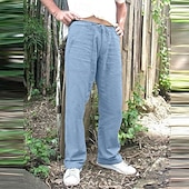 economico Vacanza-Per uomo Pantaloni di Lino Pantaloni Pantaloni Estivi Pantaloni da Spiaggia Coulisse Tasca Design con Coulisse Elastica Semplice Leggero Traspirante Lunghezza intera Yoga Palestra Moda Streetwear