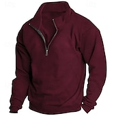 cheap Basic Sweatshirts-Men&#039;s Sweatshirt Polar Fleece Quarter Zip Sweatshirt Black White Wine Red Gray Half Zip Plain Sports &amp; Outdoor Daily Holiday Streetwear Basic Casual Fall &amp; Winter Clothing Apparel Hoodies Sweatshirts