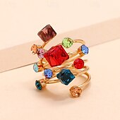 abordables Anillos de mujer-Anillo de cóctel en espiral bohemio chic para mujer con piedras preciosas variadas: perfecto para fiestas y uso diario
