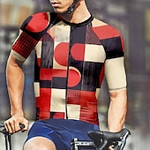 abordables Maillots pour hommes-Homme Maillot Velo Cyclisme Manche Courte Cyclisme Tee-shirt Maillot avec 3 poches arrière VTT Vélo tout terrain Respirable Séchage rapide Conception anatomique Mèche Rouge vin Rouge Bleu Bloc de