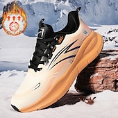 billige Sneakers til herrer-løpesneakers med varmt fôr for menn, lette, polstrede atletiske sko med snøredesign for vintersport utendørs og daglig bruk