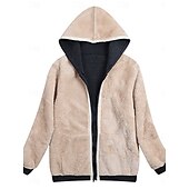 abordables chaqueta con capucha-Mujer Abrigo de invierno Chaqueta de sherpa Chaqueta con capucha Exterior Calle Ropa Cotidiana Otoño Invierno Regular Abrigo Ajuste regular Mantiene abrigado Transpirable Elegante Casual Chaquetas