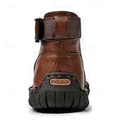 economico Stivaletti alla caviglia-stivaletti casual da uomo in similpelle marrone - design con lacci, cinturino regolabile e suola antiscivolo per il comfort quotidiano