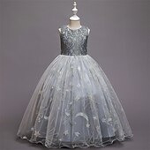 abordables Robes de fête-Enfants Fille Robe de fête Etoile Sans Manches Utilisation Noël Anniversaire Maille Magnifique Doux Polyester Maxi robe soirée Robe Évasée Robe Trapèze Eté 4-12 ans Rose Claire Rouge Bleu