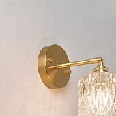 abordables Apliques de pared para interior-Lámparas de pared retro con pantalla de vidrio de 1 luz, apliques de pared ajustables de latón para interiores, luces de montaje en pared nórdicas para baño, pasillo, dormitorio, accesorio de
