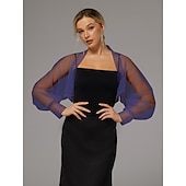 abordables enveloppes d&#039;invité de mariage-boléro en maille protection solaire manches longues bouffantes transparent cache-épaules boléro en tulle organza de mariée mode invité de mariage écharpe femme tout-assorti printemps&amp;amp;robe d&#039;été