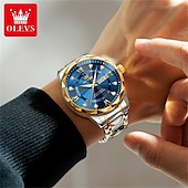 cheap Quartz Watches-New Olevs Brand Men&#039;S Luminous Commercial Business Steel Belt Watch Calendar Week Display Fashion Trend Waterproof Simple Leisure Quartz Watch Diamond-Shaped Mirror Sports Watch