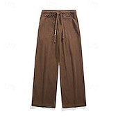 economico Pantaloni della tuta-Per uomo Pantaloni di velluto a coste Pantaloni Pantaloni casual A cordoncino Vita elastica Gamba dritta Liscio Comfort Caldo Lunghezza intera Esterno Informale Giornaliero Sportivo Di tendenza Nero