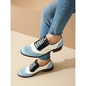 olcso 1950-es évek-női háromszínű brogue oxford cipő szárnyvéggel és alacsony sarkú - vintage formális lábbeli irodába és különleges alkalmakra