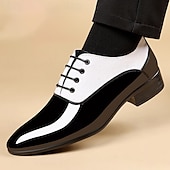 economico Formale-scarpe oxford da uomo in vernice rossa – design formale moderno con chiusura con lacci, ideali per lavoro, feste e occasioni speciali