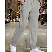 cheap Sweatpants-Men&#039;s Sweatpants Trousers Pleated Pants Waffle Pants Pocket Drawstring Elastic Waist Plain Comfort Sports Outdoor Daily Fashion Casual Black White Micro-elastic