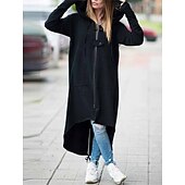 abordables Sweatshirts et Hoodies Texturés-Femme Décontractées manche longue Sweat à capuche Hauts longs Plein Air Quotidien Zippé Poche Noir Gris Automne Hiver