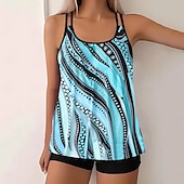 abordables Tankinis-Mujer Bañadores Tankini Traje de baño Vacaciones Tropical Bloque de color Sin Mangas Trajes de baño