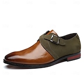 economico Semi-formale-scarpe da uomo con cinturino alla caviglia in pelle sintetica e pelle scamosciata bicolore – eleganti scarpe eleganti con fibbia per occasioni formali