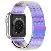 baratos Pulseiras de Apple Watch-Loop Solo Compatível com Pulseira Apple Watch 38mm 40mm 41mm 42mm 44mm 45mm 49mm Fecho Magnético Ajustável Aço Inoxidável pulseira de substituição para iwatch Ultra 2 Series 9 8 7 SE 6 5 4 3 2 1