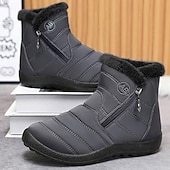 cheap Winter &amp; Snow Boots-Men&#039;s Gray Winter Boots with Zipper Closure, Warm Fleece Lining, and Waterproof Design – Ideal for Outdoor Activities in Cold Weather