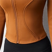 cheap Yoga Tops-Women's Yoga Top Stand Collar Thermal Warm Quick Dry Lightweight Thumbhole Long Sleeve Sports Solid Color Jacket Top For Running Fitness Yoga Slim Activewear