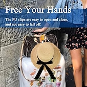 abordables Gorros-Clip de cuero multifuncional para sombreros para viajar y acampar: sujeta el sombrero de forma segura al bolso o al equipaje