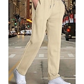 cheap Sweatpants-Men&#039;s Sweatpants Trousers Pleated Pants Waffle Pants Pocket Drawstring Elastic Waist Plain Comfort Sports Outdoor Daily Fashion Casual Black White Micro-elastic