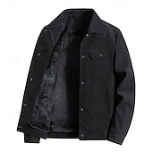 billiga Cargo Jackor-Herr Manchesterjacka Fleece-jacka Cargojacka Vardaglig jacka Dagligen Semester Slitsäker Ficka Vår &amp; Höst Slät Mode Klassisk Kavajslag Normal Svart Kaki Armégrön Jacka