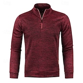 preiswerte Herrenpullover-Herren Pullover Strickpullover Pullover mit Viertelreißverschluss Gerippt Stricken Standard Strick Glatt Viertel Postleitzahl Modisch Basic Urlaub Freizeitskleidung Bekleidung Herbst Winter Schwarz