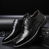 cheap Formal-Men&#039;s Classic Brown Brogue Oxford Dress Shoes – Faux Leather Lace-Up Formal Footwear for Office &amp; Events