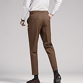 cheap Slim-Men's Graduation Dress Pants Trousers Chinos Buttons Pocket Solid Color Comfort Formal Party Work Fashion Classic Style Black Navy Blue Micro-elastic