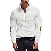 baratos Suéteres básicos-Homens Moletom Moletom com zíper Preto Branco Azul Marinha Cinza Claro Cinzento Escuro Meio Zíper Bloco de cor Bolso frontal Textura Desportos e Ar livre Diário Feriado Poliéster Roupa de rua Básico