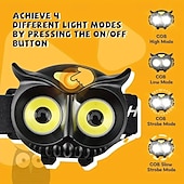 cheap Head Lights-Owl Headlight Strong LED Mini Portable Induction Headlight AAA Battery for Outdoor Camping &amp; Fishing, with COB Warning Light