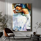 cheap People Paintings-Hand painted Abstract Ballerina Dancing Girl Modern Paintings On Canvas handmade Rich Painting Modern Wall Art Hand Painted Artwork oil painting for Living Room Wall Decoration