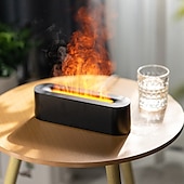 cheap Humidifiers &amp; Dehumidifiers-Aroma Diffuser Humidifier Fireplace Flame Diffuser Aromatherapy Essential Oil Diffuser USB Simulated Flame Diffuser 150mL ABS