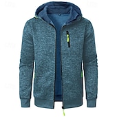 preiswerte Herren Strickjacke-Herren Strickjacke Kurzer Pullover Zip Pullover Reißverschluss Strickpullover Gerippt Stricken Standard Tasche Feste Farbe Mit Kapuze Modisch Klassisch Urlaub Freizeitskleidung Bekleidung Herbst