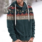 economico felpe 3d da uomo-Per uomo Fantasia geometrica Stampa Felpa con cappuccio Felpe Felpa Felpa con cappuccio Manica lunga Felpa con cappuccio Con cappuccio Streetwear Informale Per uscire Verde chiaro Verde militare
