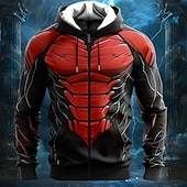 baratos moletons 3d masculinos-Homens Desenho Animado Músculo Moletons Moletom Moletom com capuz Com Capuz Moda Impressão 3D Férias Para Noite Ginásio Vermelho Com Cordão Outono Inverno Designer